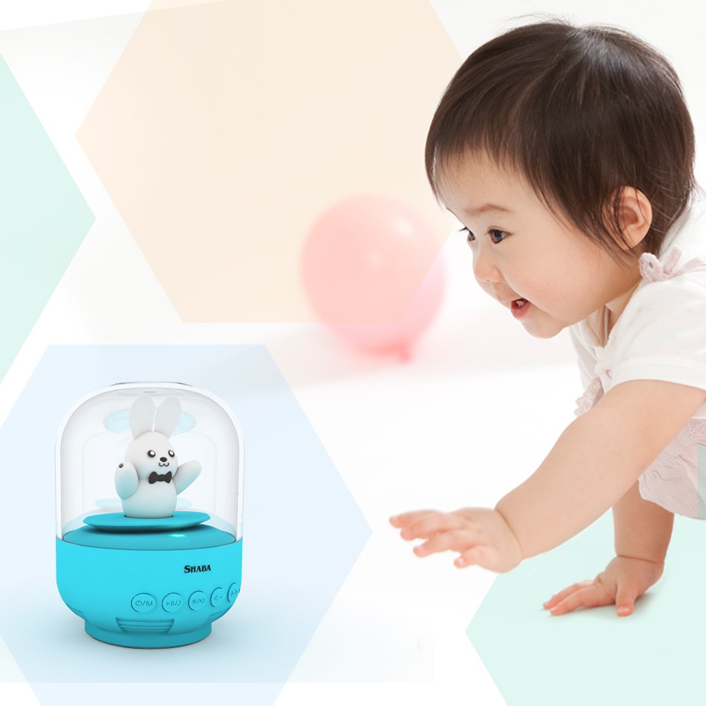 SHABA Speaker for kids, bell Jar animal pet mini Bluetooth speaker with microphone, wireless cute musical toys for Party, home, bedroom, office(Blue Prince Bunny), Gift for Kids