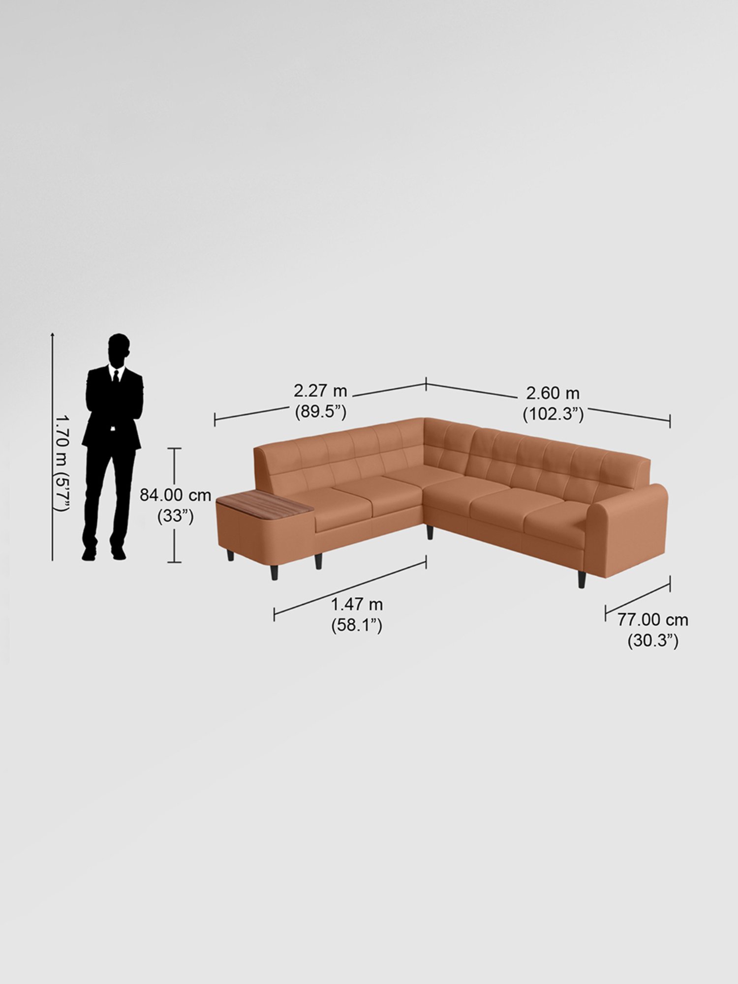 Godrej Interio Orbit L Shape Beige Pinewood 5 Seater LH Sofa