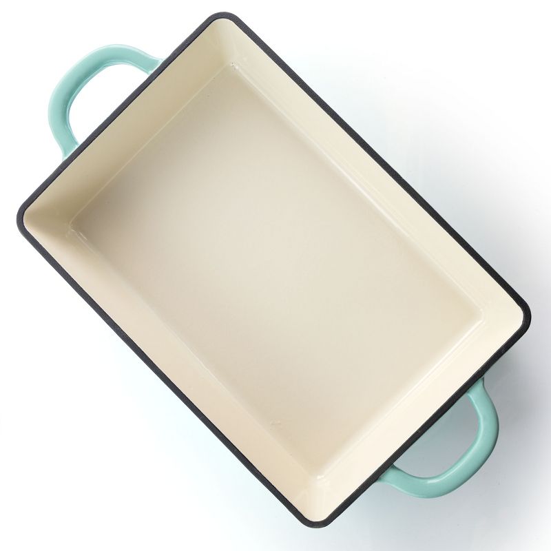 Crock Pot Artisan 13 Inch Rectangular Enameled Cast Iron Bake Pan in Aqua Blue