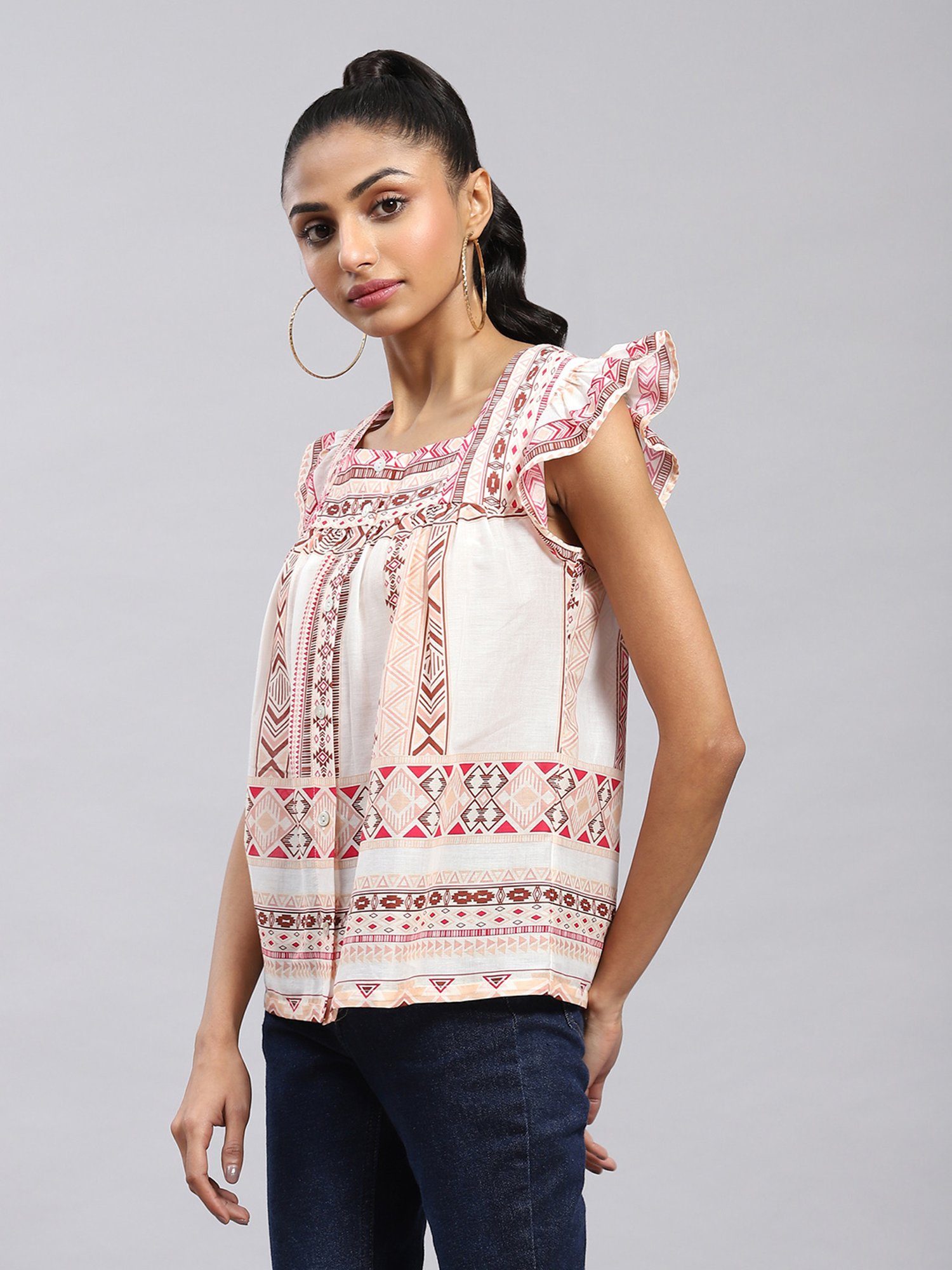 Label Ritu Kumar Pink Geometric Print Top