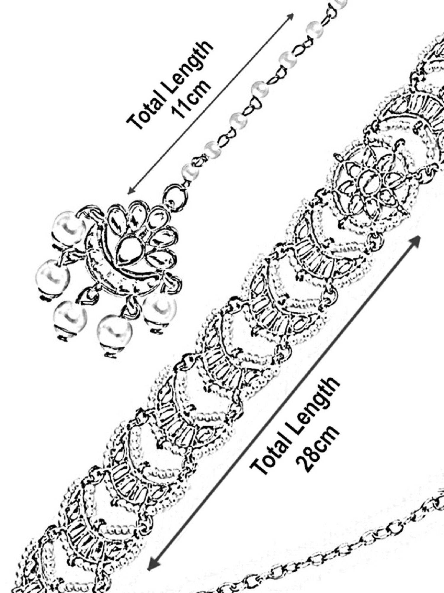 Oomph Gold Tone Kundan & Pearls Jadau Matha Patti & Maang Tikka - Set of 2