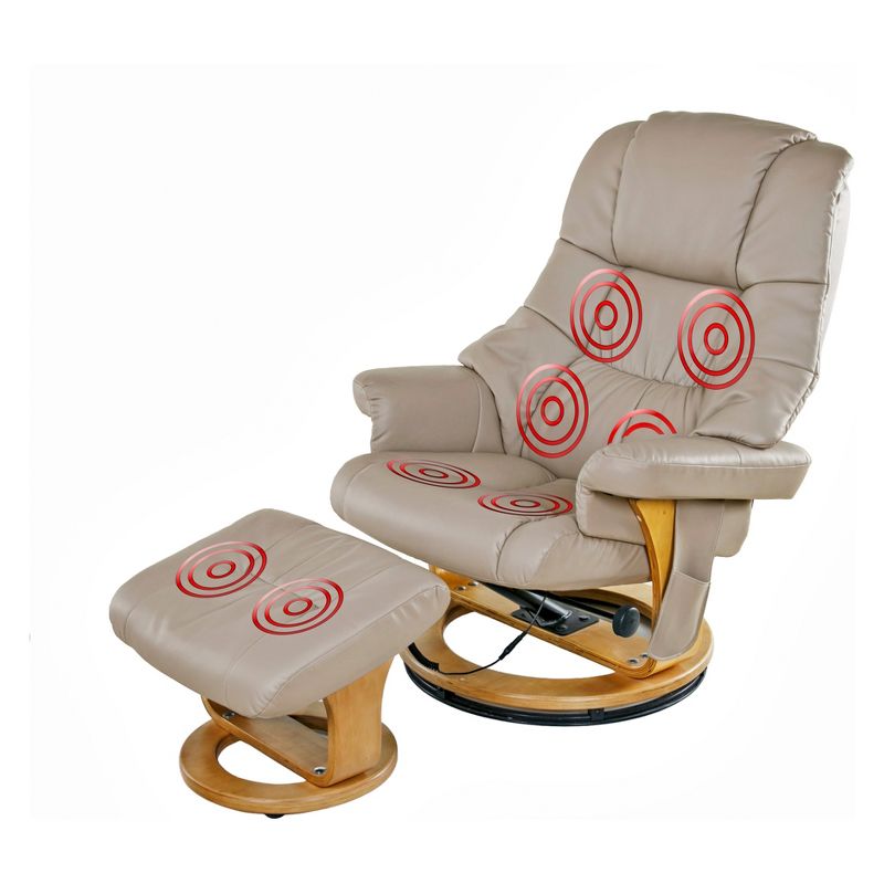 Plush 8 motor massage Leisure Recliner with Ottoman Beige - Relaxzen