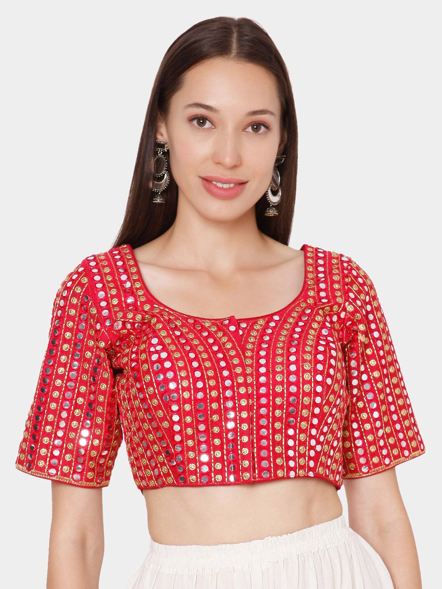 Salwar Studio Red Embroidered Blouse