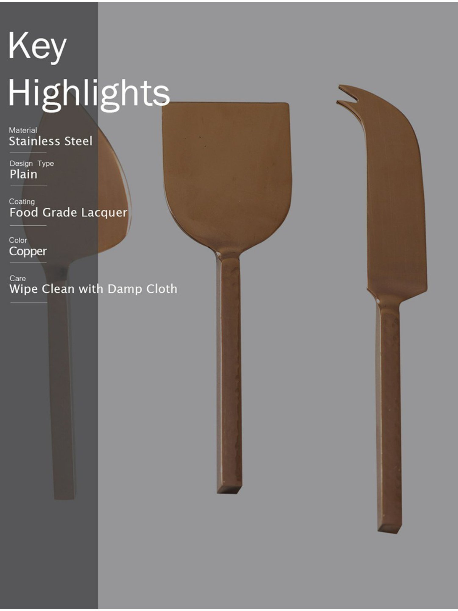 Nestroots Gold Cheese Knives Pizza/Pie Cutting & Serving Thin Knife, Chisel Knife, Serving Fork