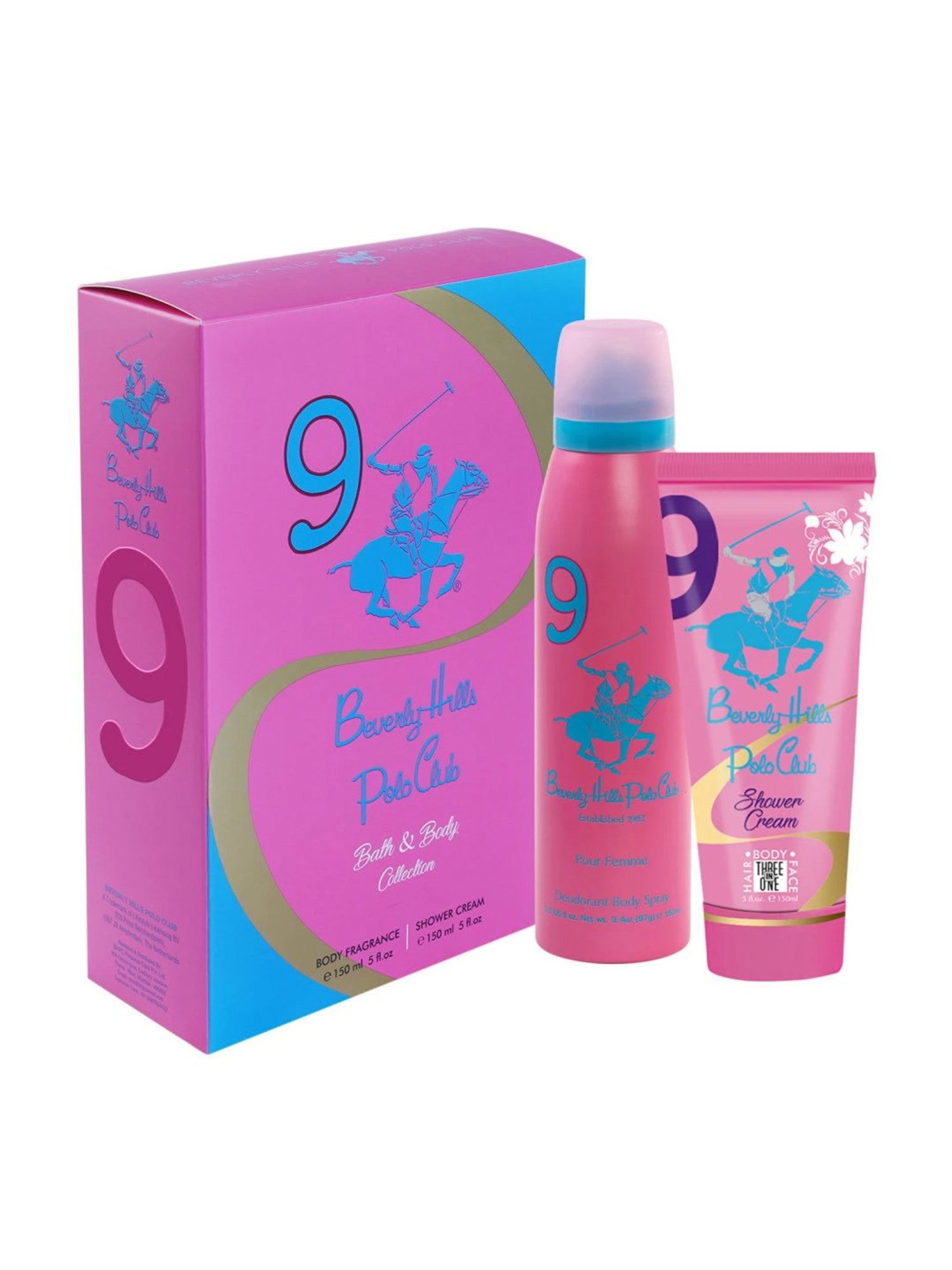 Beverly Hills Polo Club Sport No.9 Gift Set for Women with Body Spray & Shower Cream