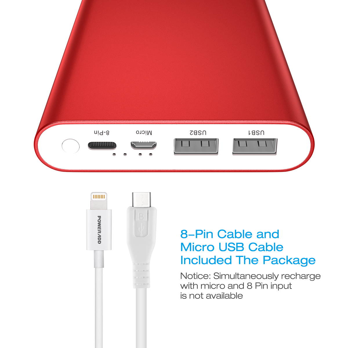 Poweradd 12000mAh Power Bank Portable Charger Dual USB Ports External Battery for iPhone, iPad, Samsung Mobile Cellphone