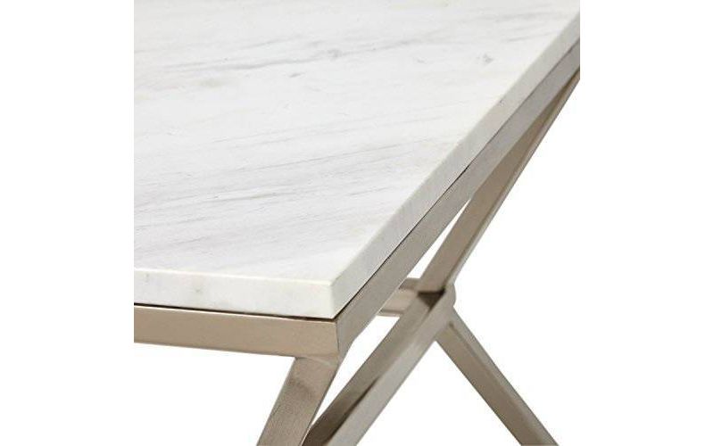Audrey Marble Side Table Silver - Adore Decor