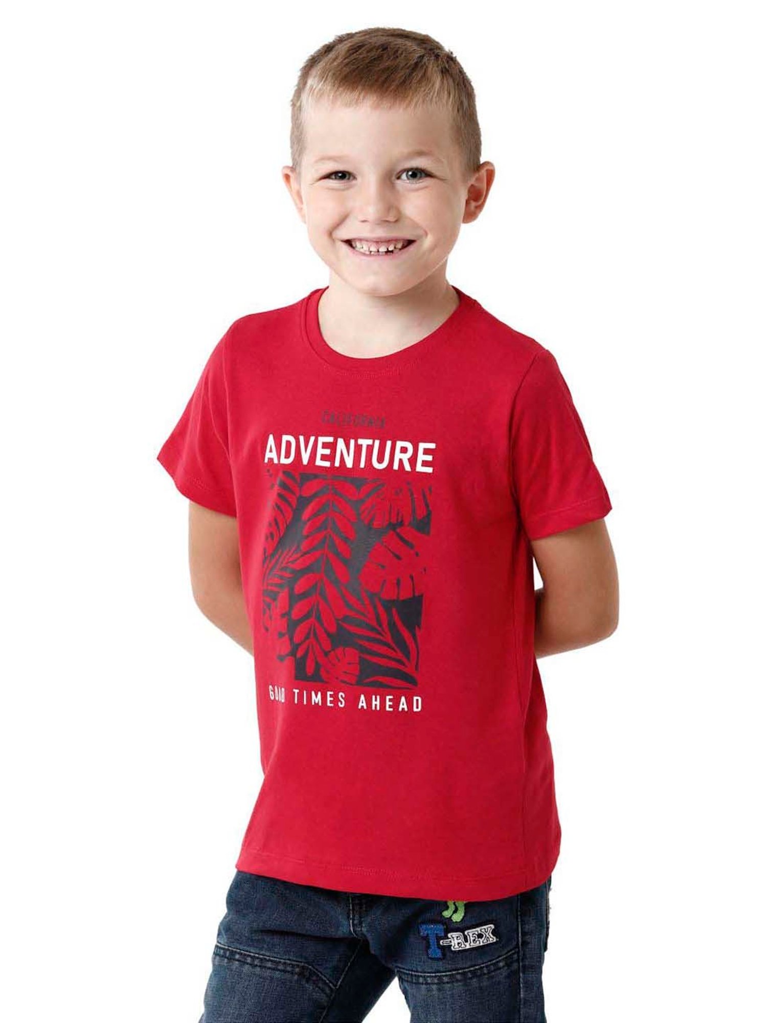 Kate & Oscar Kids Red Cotton Printed T-Shirt
