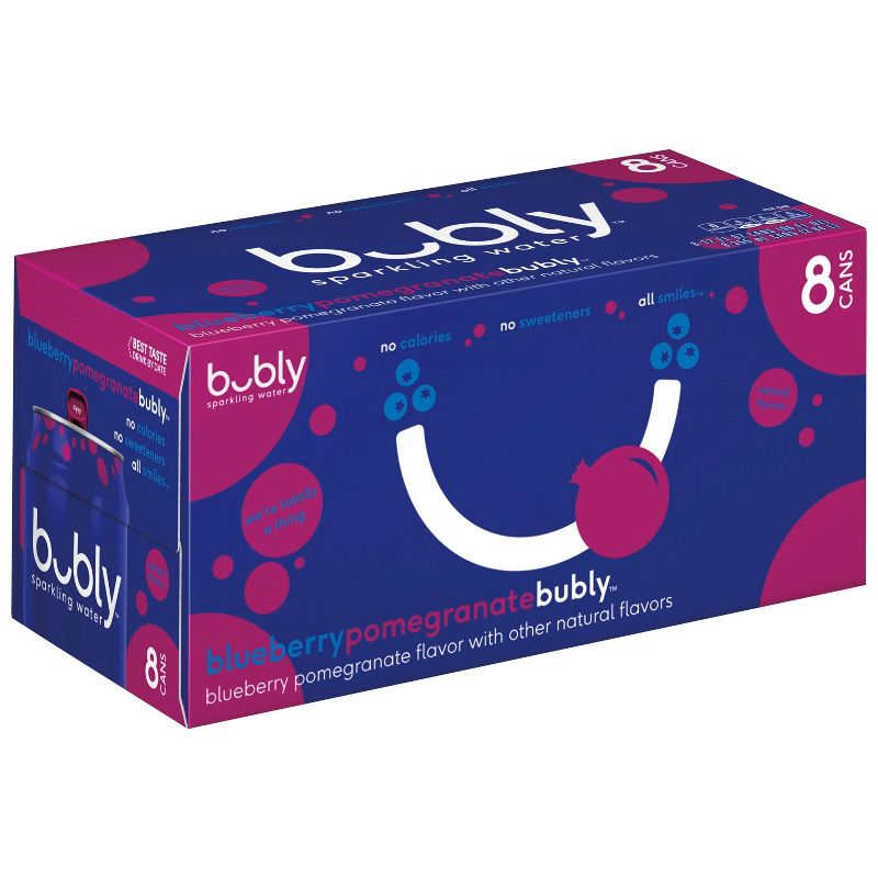 bubly Blueberry Pomegranate Sparkling Water - 8pk/12 fl oz Cans