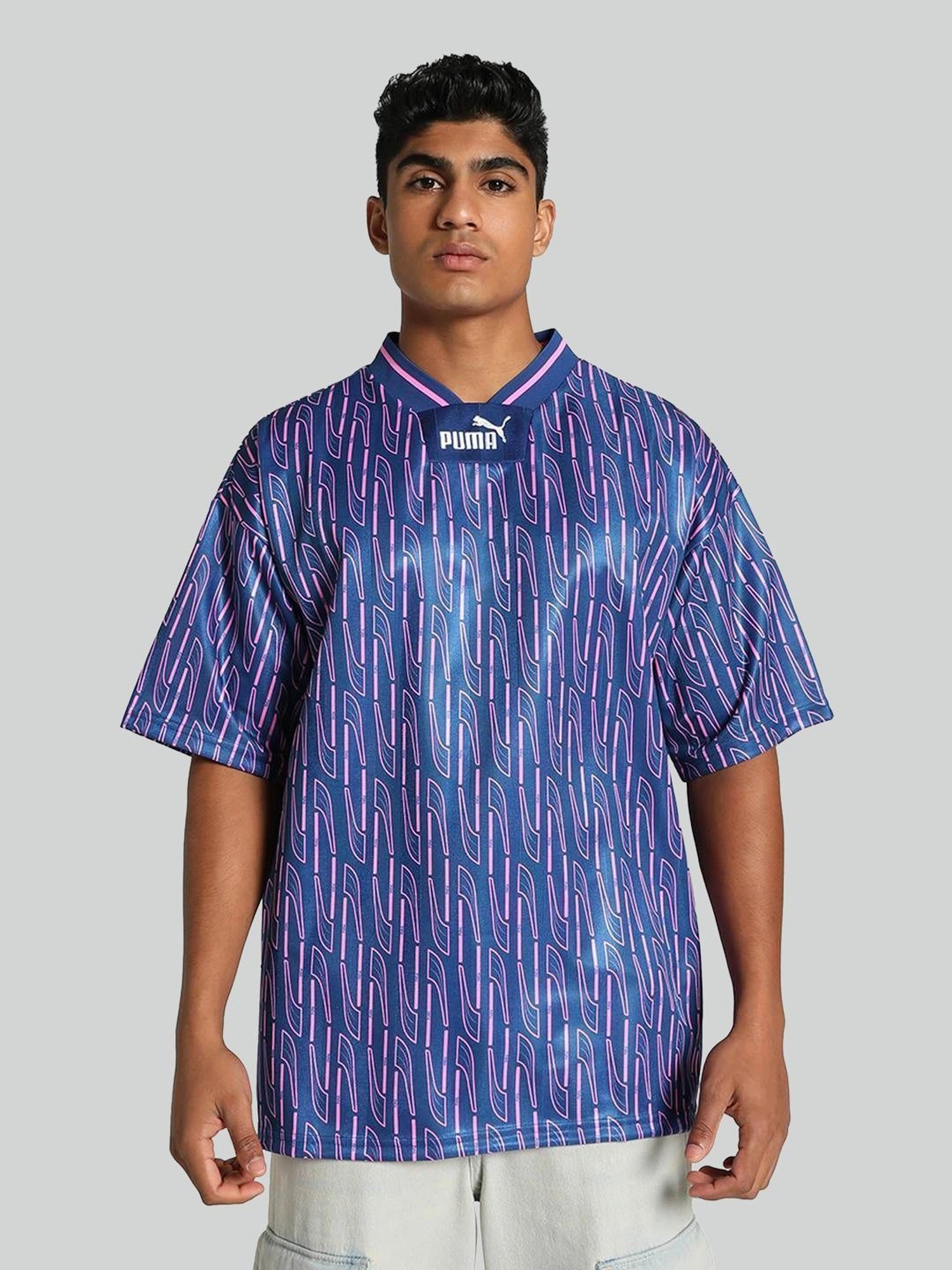 Puma Blue Loose Fit Printed Jersey