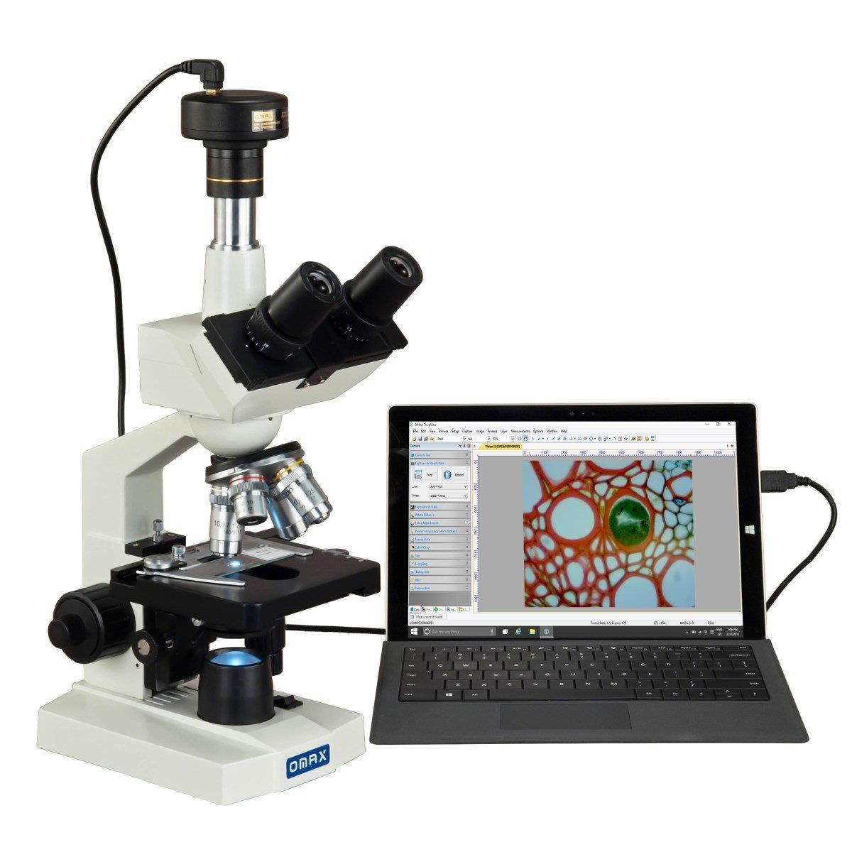 OMAX 40X-2000X Digital Lab Trinocular Compound LED Microscope with 5MP Digital Camera and Double Layer Mechanical Stage