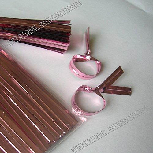 200pcs Light Pink metallic twist ties foil twist ties for cello bags treat bags in birthday party wedding party