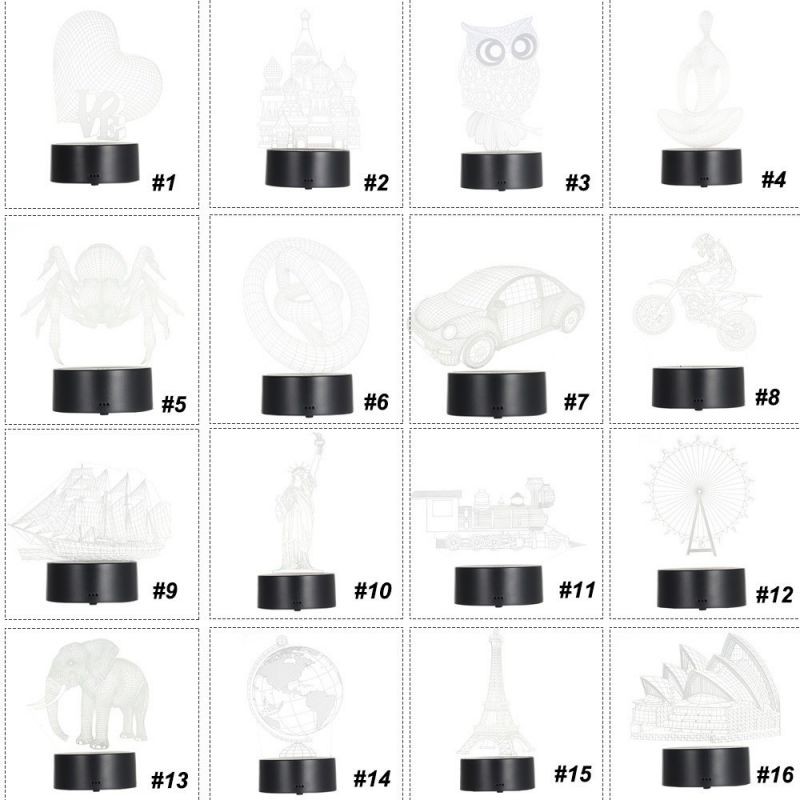 3D Visual Illusion Lamp Transparent Acrylic Night Light Built-in Battery