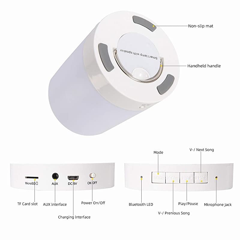 Speaker Night Lights Portable Wireless Speakers Smart Touch Discoloration LED LightOutdoor Speakers Best Gifts for GirlBoyBaby