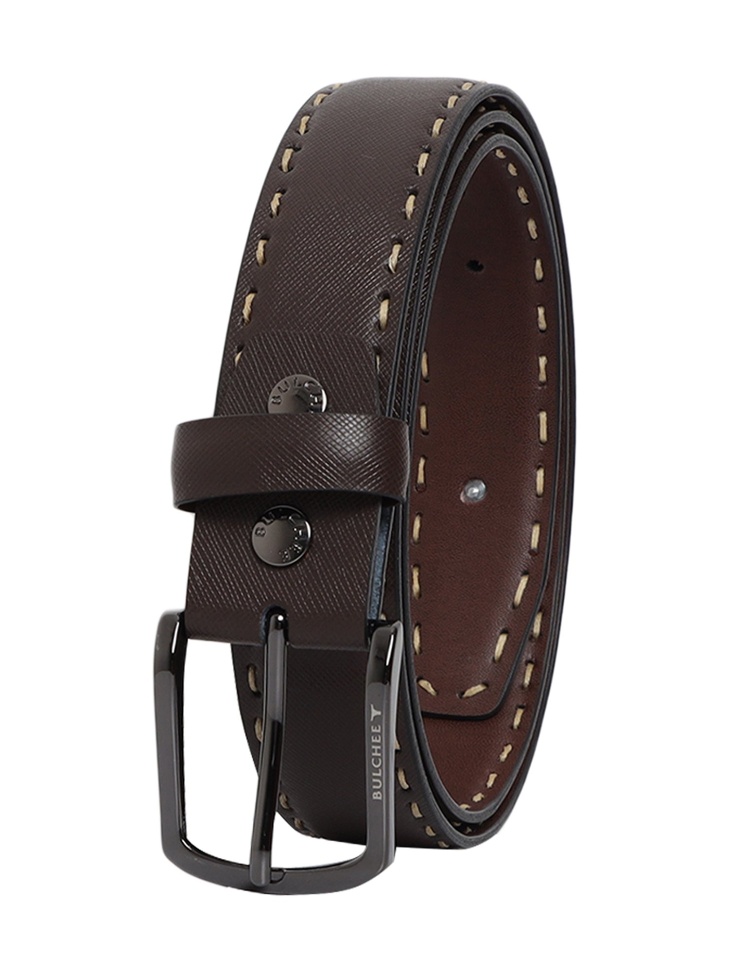 BULCHEE Brown Leather Formal Belt for Men