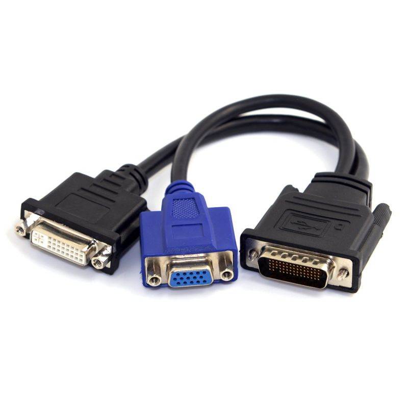 CableDeconn DMS 59 Pin VGA DVI Cable, DMS 59 Pin Male to DVI VGA Female Dual Monitor Extension Cable Adapter for LHF Graphics Card (dus 59 pin Dual vga+dvi)