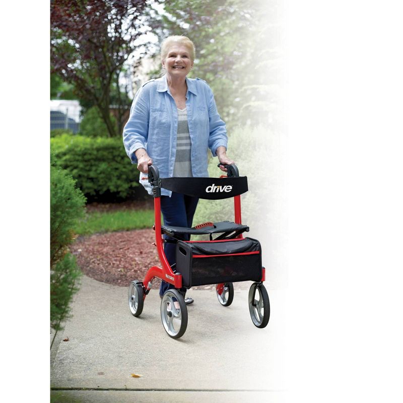 Drive Medical Nitro Euro Style Walker Rollator, Red