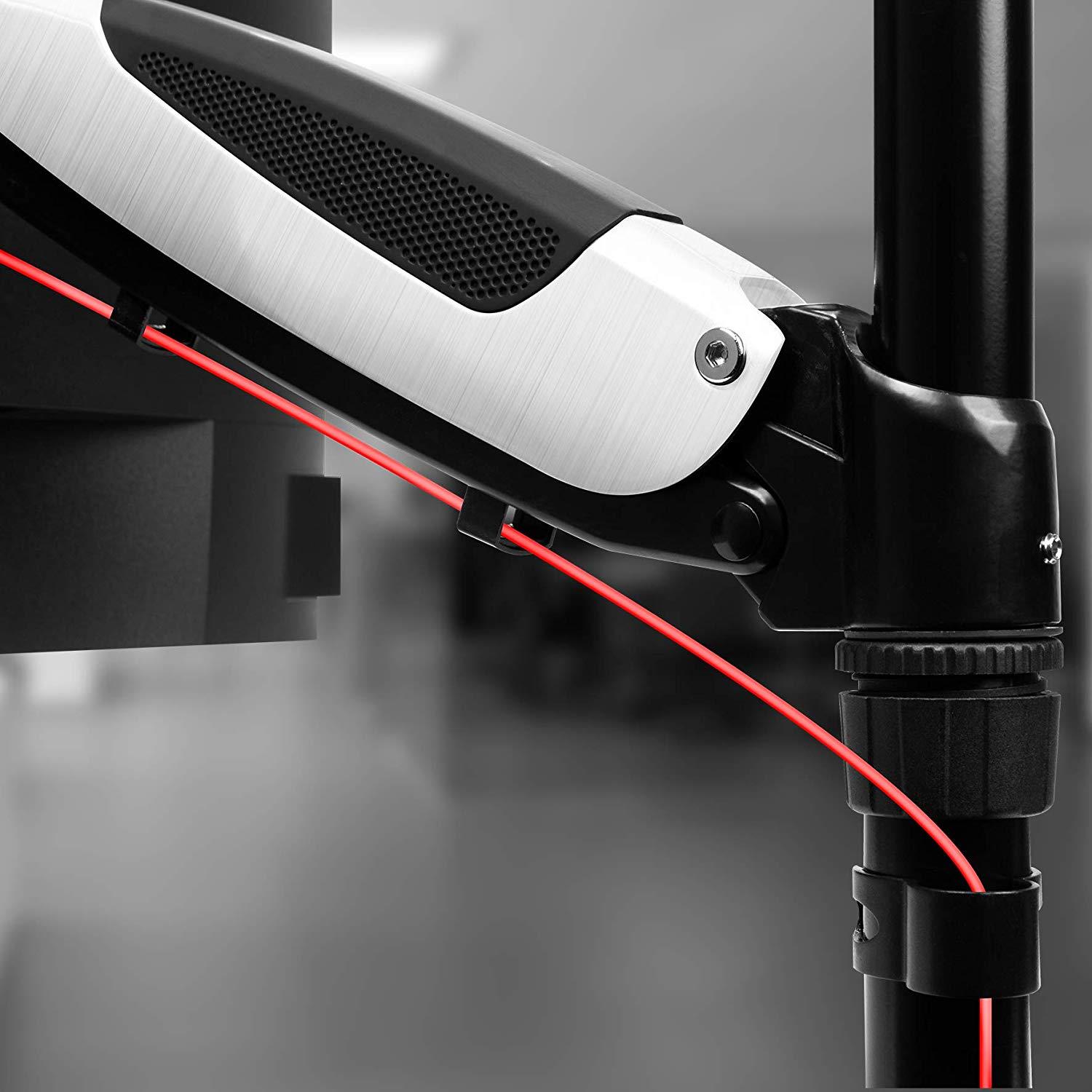 Duronic DM653 Gas Powered Triple LCD LED Desk Mount Arm Monitor Stand Bracket with Tilt and Swivel (Tilt -90&deg;/+85&deg;|Swivel 180&deg;|Rotate 360&deg;)