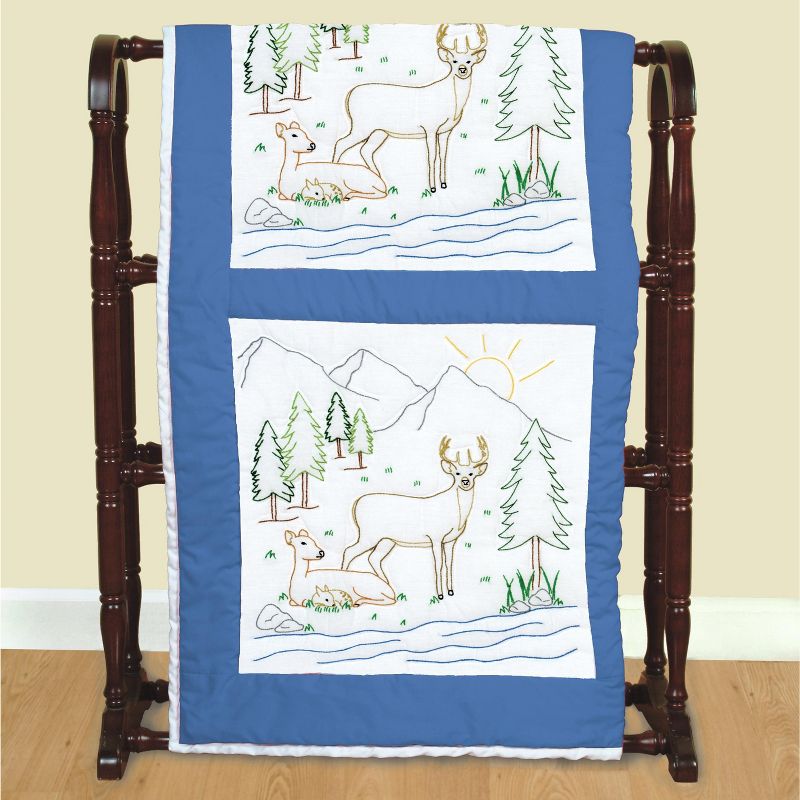 Jack Dempsey Stamped White Quilt Blocks 18"X18" 6/Pkg-Deer