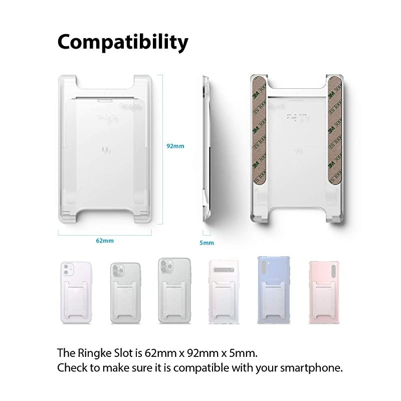 Slot Card Holder 2 Pack Designed for Smartphones Adhesive Stick On Wallet Case Minimalist Slim Hard Premium Credit Card Cash Sleeve Clear Mist