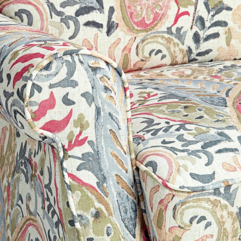 Elm Lane Ethel Coral Paisley Push Back Recliner Chair