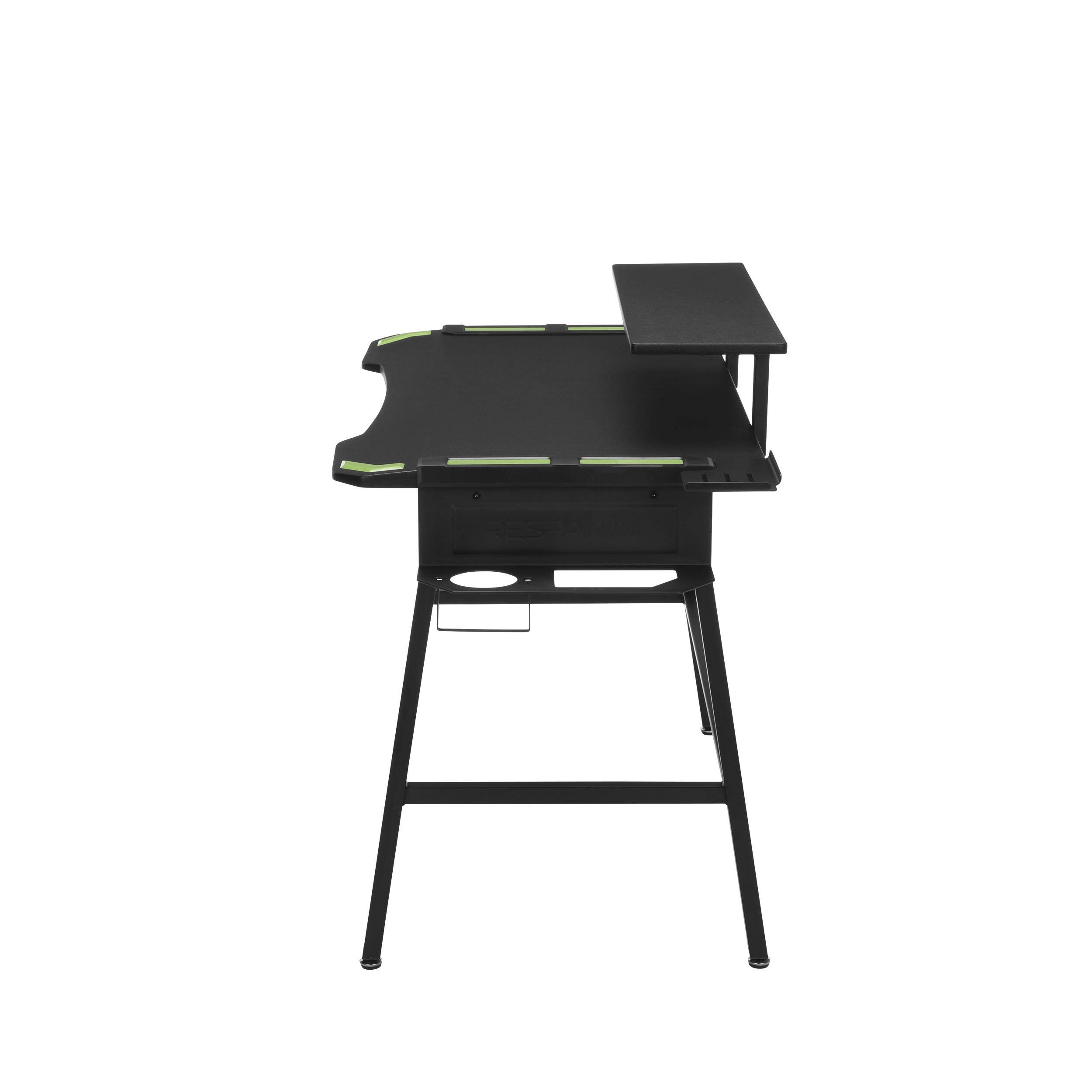 Gaming Desk 47.2" W x 23.6" D Office Computer Table, Black Gamer Workstation with 2 Cable Management Holes