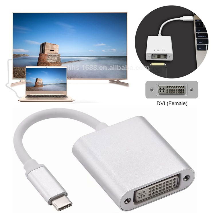 USB C to DVI Adapter 2K 60Hz Video Output, Type-C Video Converter with DVI, Type-C to DVI Converter for New MacBook, ChromeBook and Surface connected HDTV, Monitors and Projectors etc.