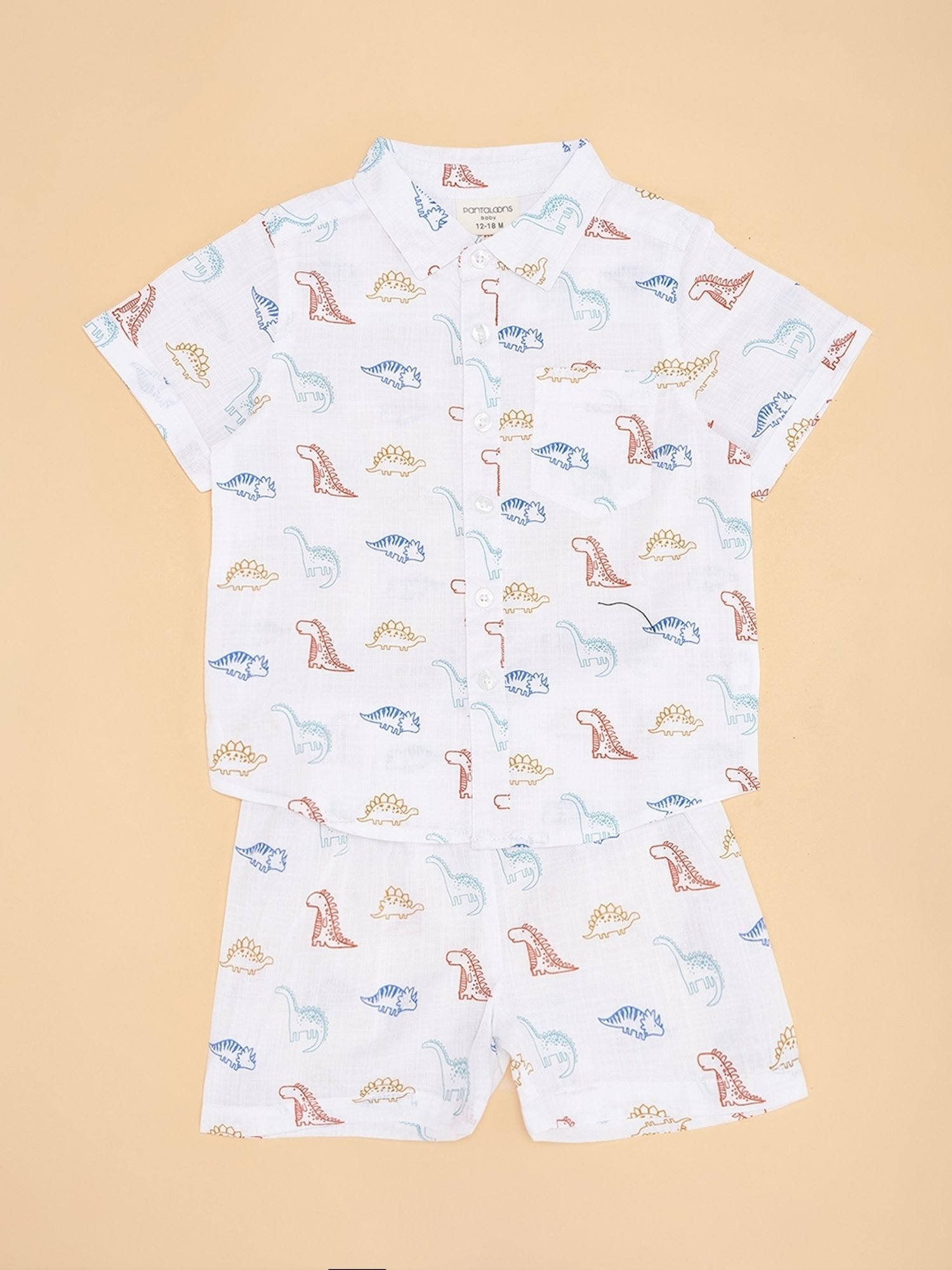 Pantaloons Baby Boys White Cotton Print Coordinate Set