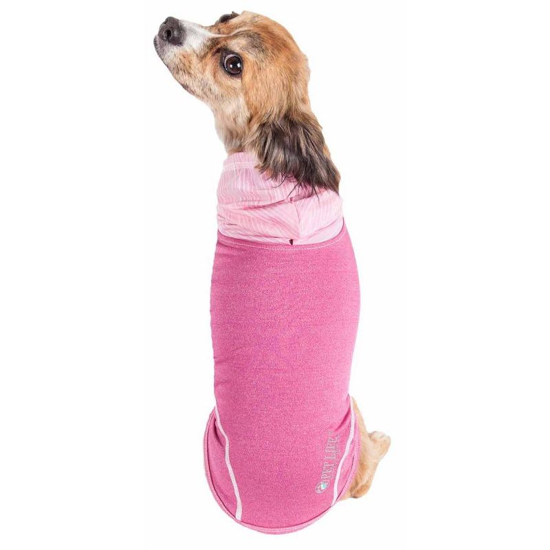 Pet Life Active Pull-Rover 4-Way Stretch Two-Toned Performance Sleeveless Hoodie Dog and Cat T-Shirt - Pink - XS