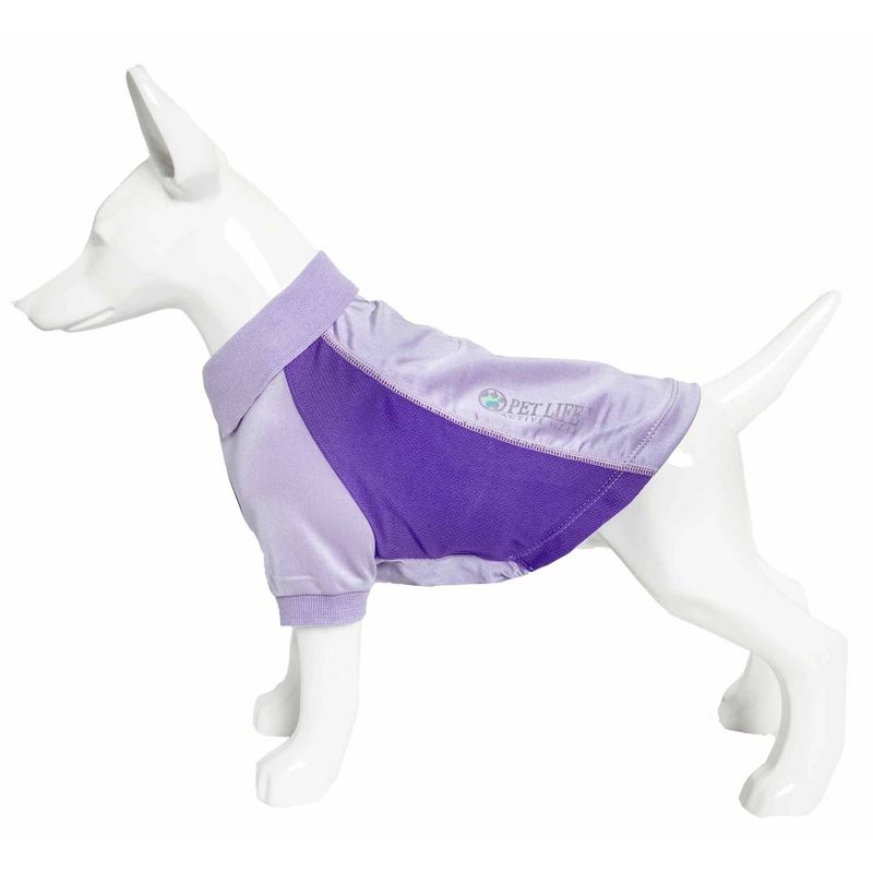 Pet Life Active Barko Pawlo Relax-Stretch Wick-Proof Dog and Cat Polo T-Shirt - Purple - XS