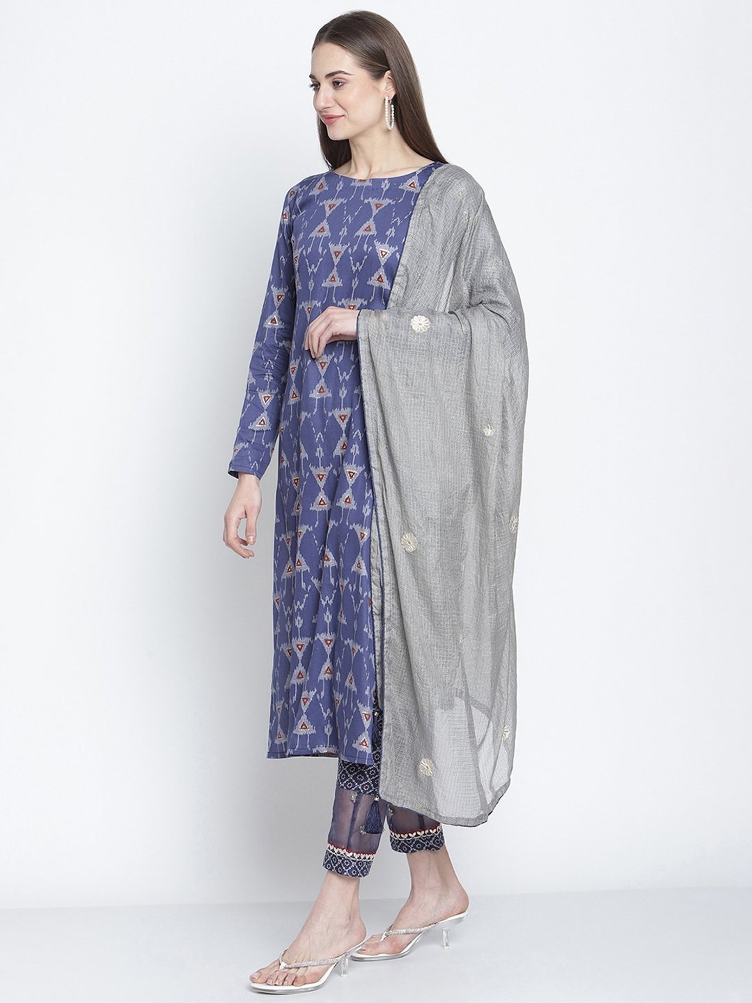 Stylee LIFESTYLE Blue Cotton Printed Unstitched Dress Material