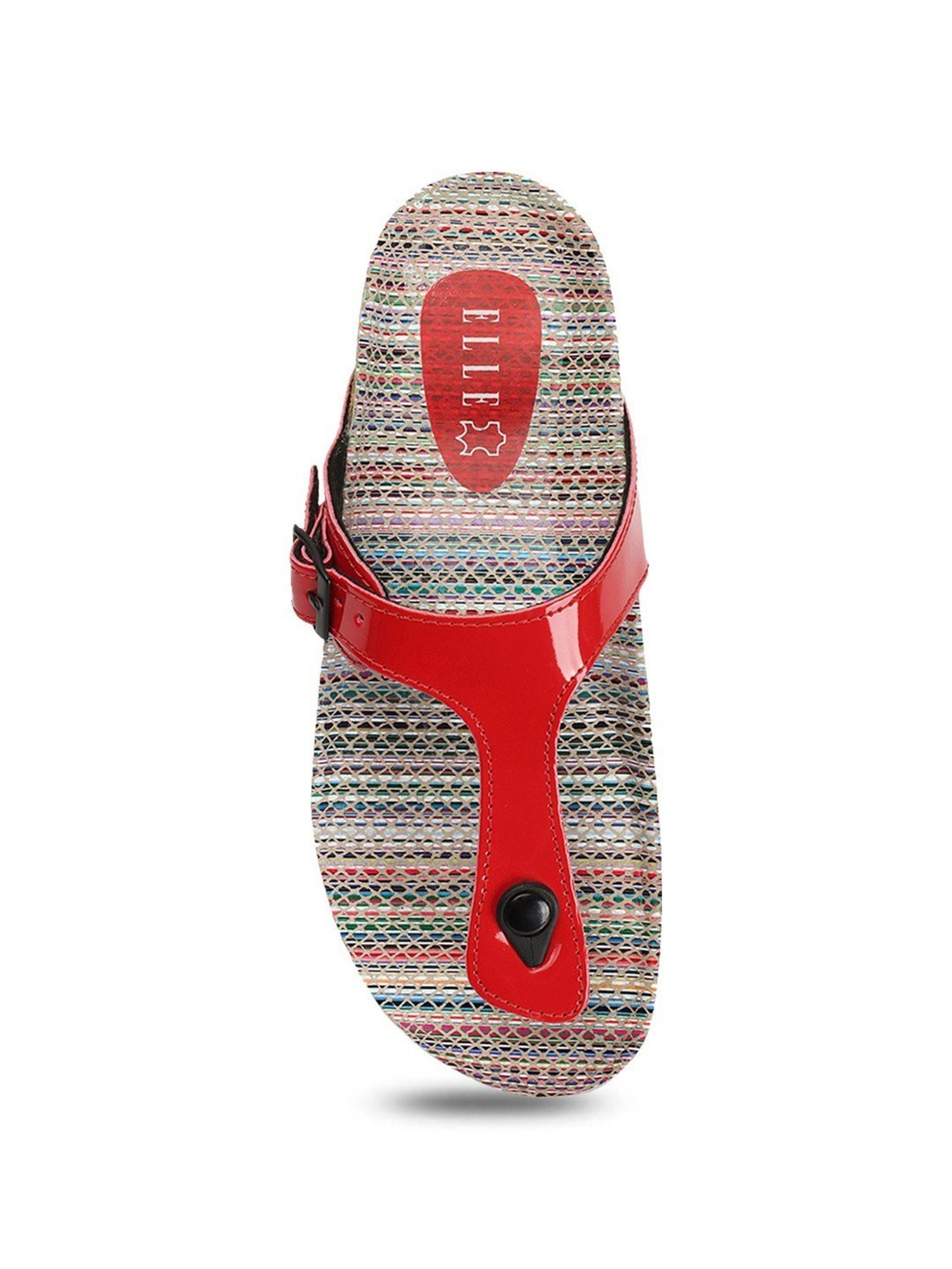 Elle Women's Red T-Strap Sandals