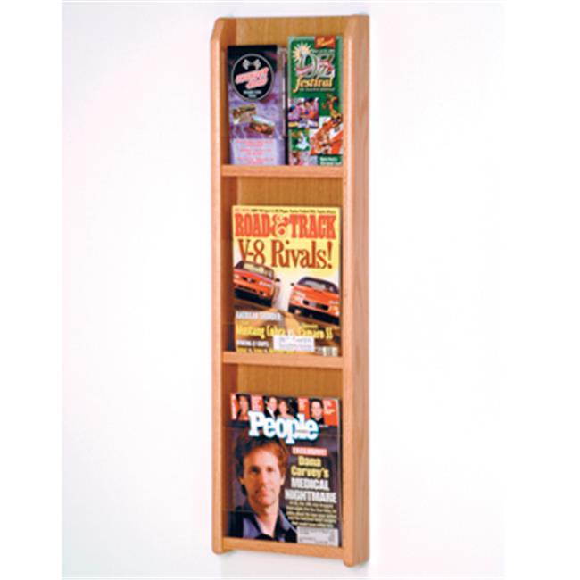Wooden Mallet Home Office Divulge 3 Magazine 6 Brochure Holders Wall Display Rack with Brochure Inserts Light Oak