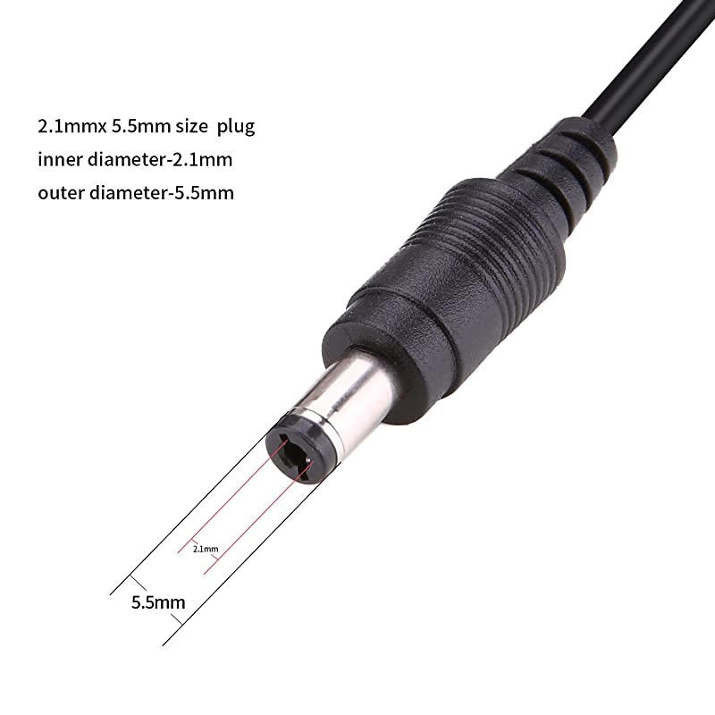 Power Extension Cable 33ft 2.1mm x 5.5mm Compatible with 12V DC Adapter Cord for CCTV Security Camera IP Camera Standalone DVR (5.5mm DC Plug 33ft Black)