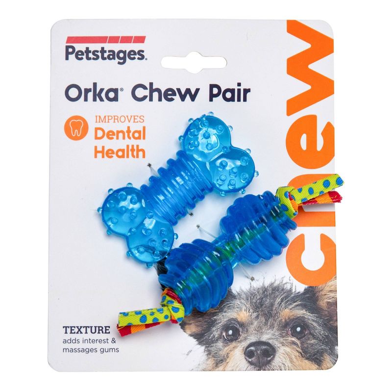 Petstages Mini Orka Dog Chew Toys - Blue - 2pk