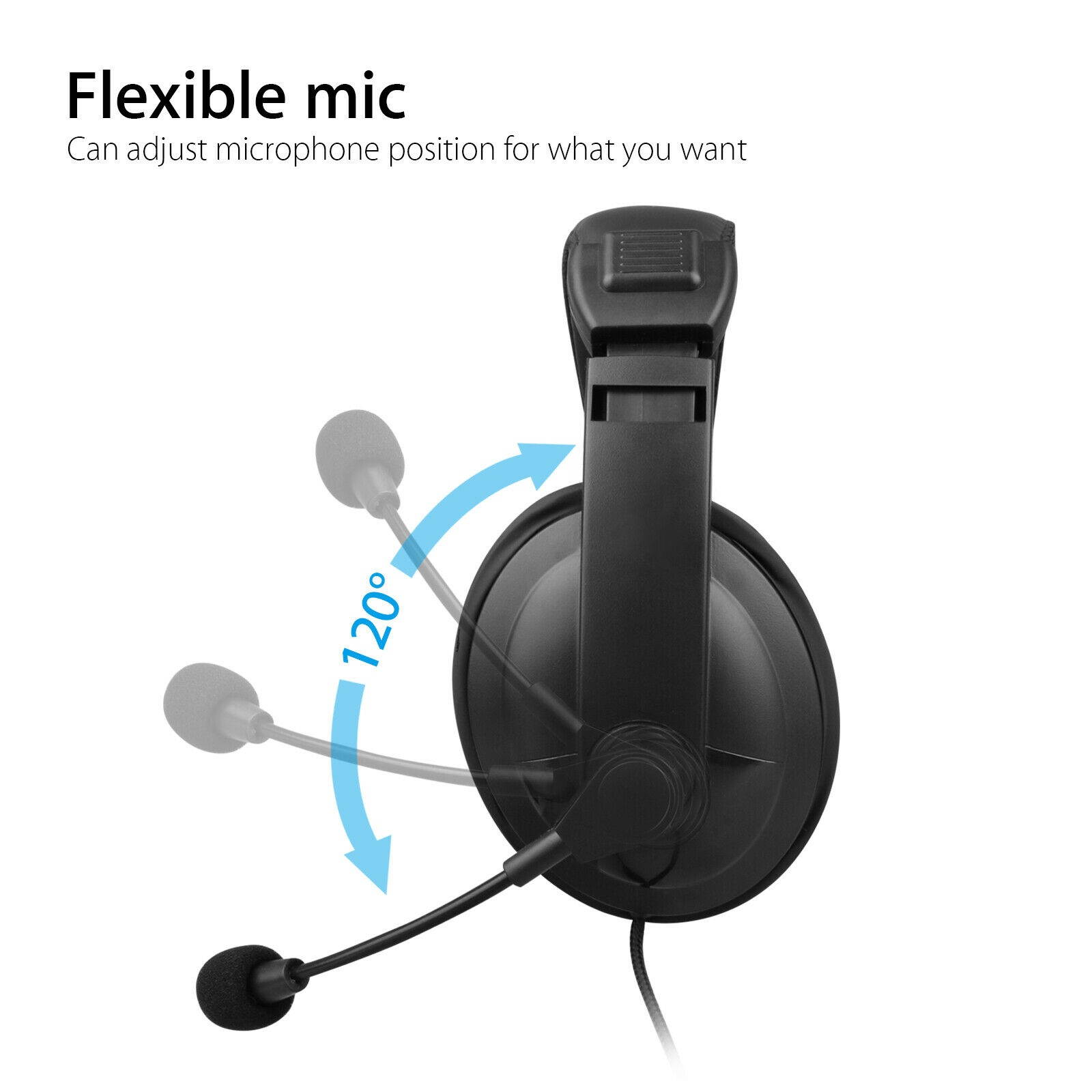 Wired Handsfree Earphone Headphones Headset With Mic For PC Computer Notebook
