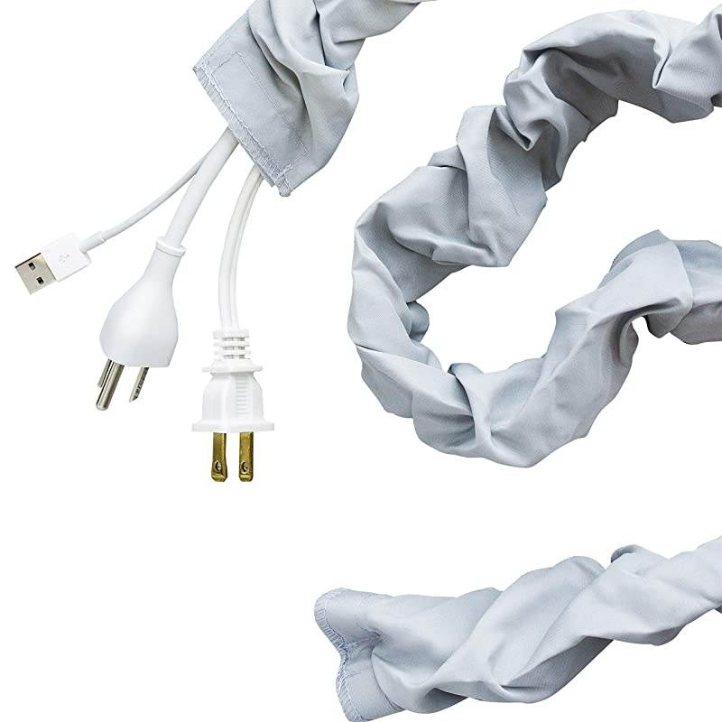 Fabric Cord Cover 6 ft Hides Cables Great for Lamps Light Fixtures and Desks Cable Management Easy Installation Heather Gray 40731