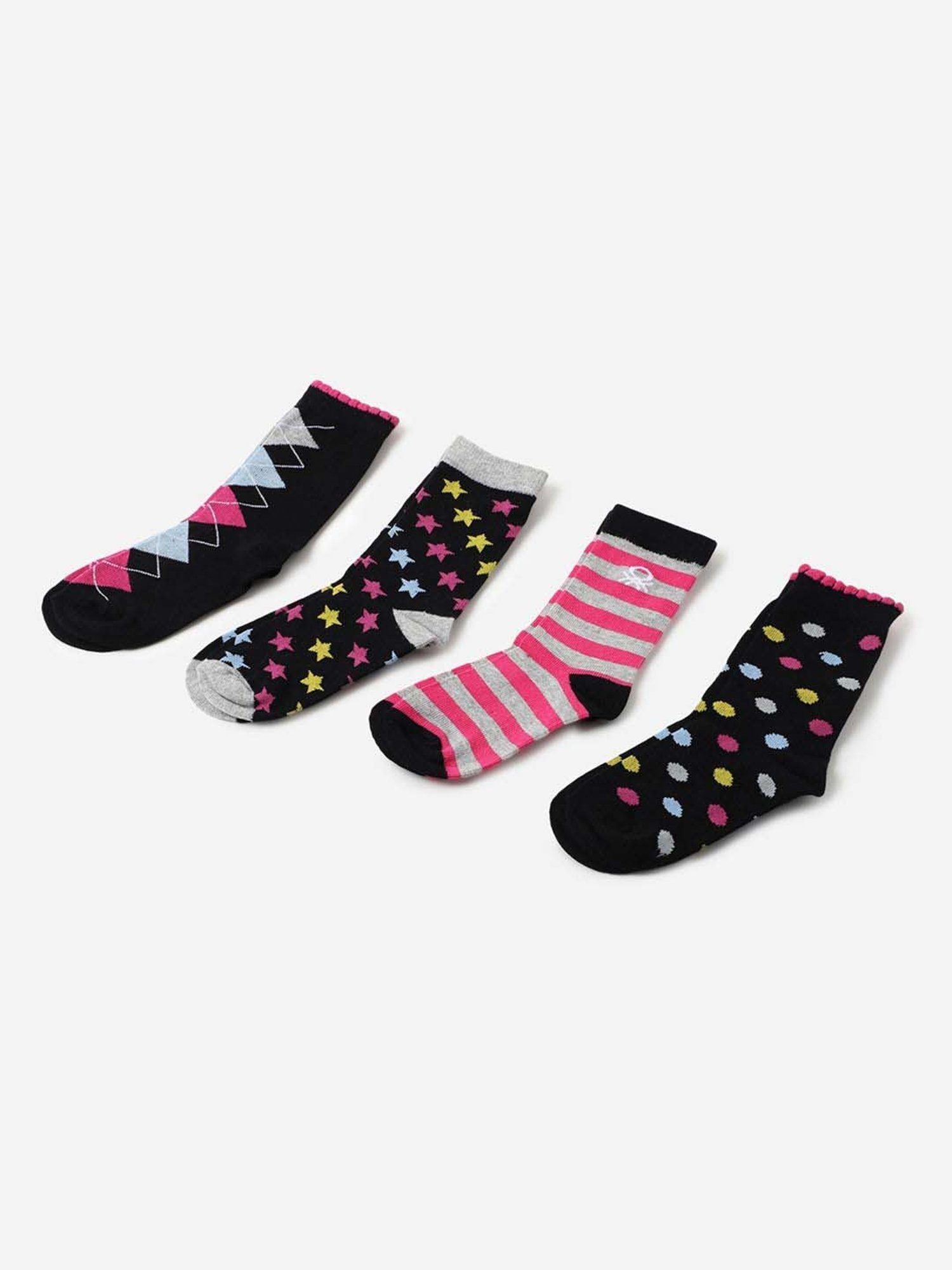 Skechers Crew Multicolor Printed Socks for Girls - Pack of 3