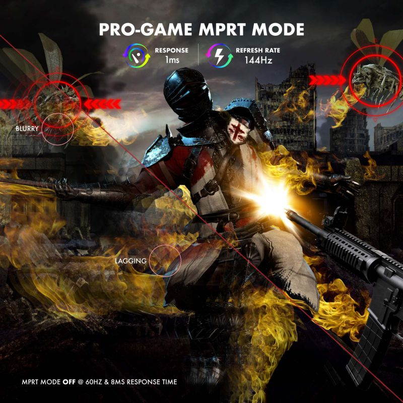 VIOTEK REAPER RFI25CBA 25 Inch Extreme Gaming 144hz Monitor &ndash; Low Lag 1ms MPRT Frameless FHD 1080p IPS 111% sRGB Panel GSYNC FreeSync DP 1.2 HDMI 2.0 USB-C Adjustable Stand &mdash; 3 Years Zero Dead Pixels