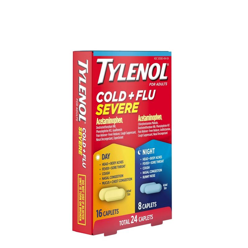 Tylenol Cold+Flu Severe Day/Night Caplets - Acetaminophen - 24ct