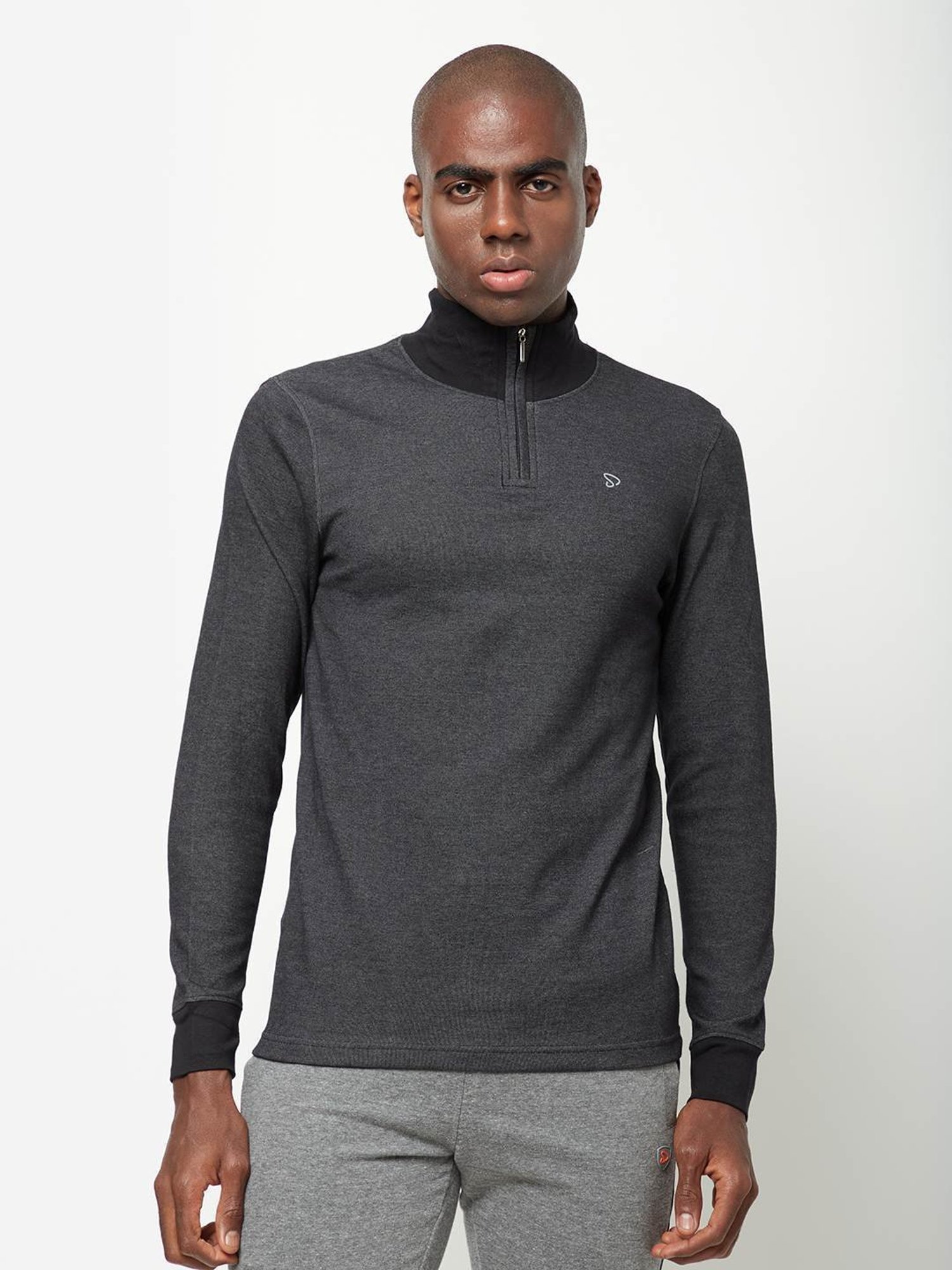 Sporto Black Denim Slim Fit T-Shirt