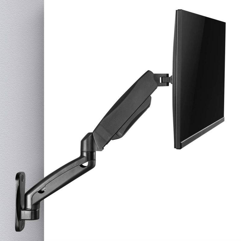 WALI Single LCD Monitor Fully Adjustable Gas Spring Wall Mount Fits One Screen VESA up to 27 , 14.3 lbs. Weight Capacity (GSWM001), Black
