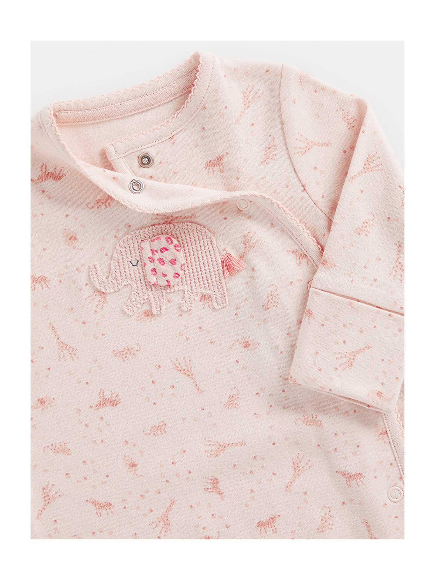 Mothercare Kids Peach Printed Full Sleeves Sleepsuit with Cap