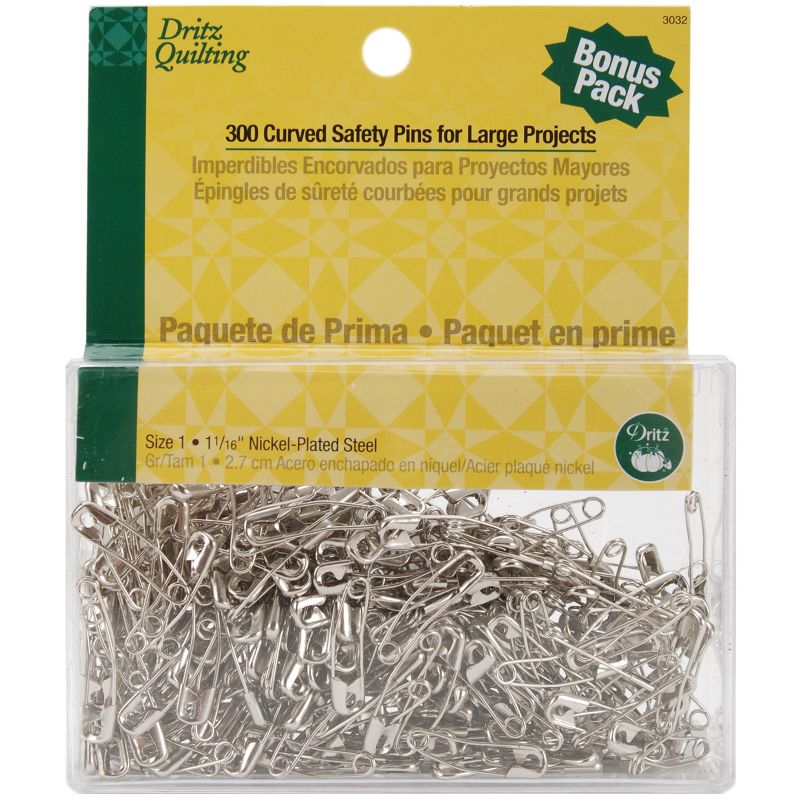 Dritz Quilting Curved Basting Pins Bonus Pack 300/Pkg-Size 1