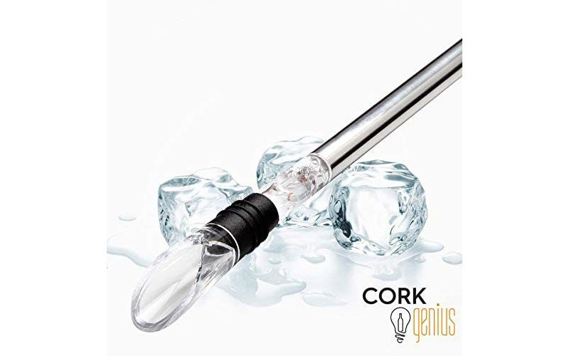 Cork Genius Wine Chiller and Aerator with Perfect-Pour Spout - Stainless-Steel Chill Rod for Quick, Ice-Free Wine Chilling - Built-In Wine Aerator with Easy-to-Clean, Acrylic Non-Drip Pour Spout