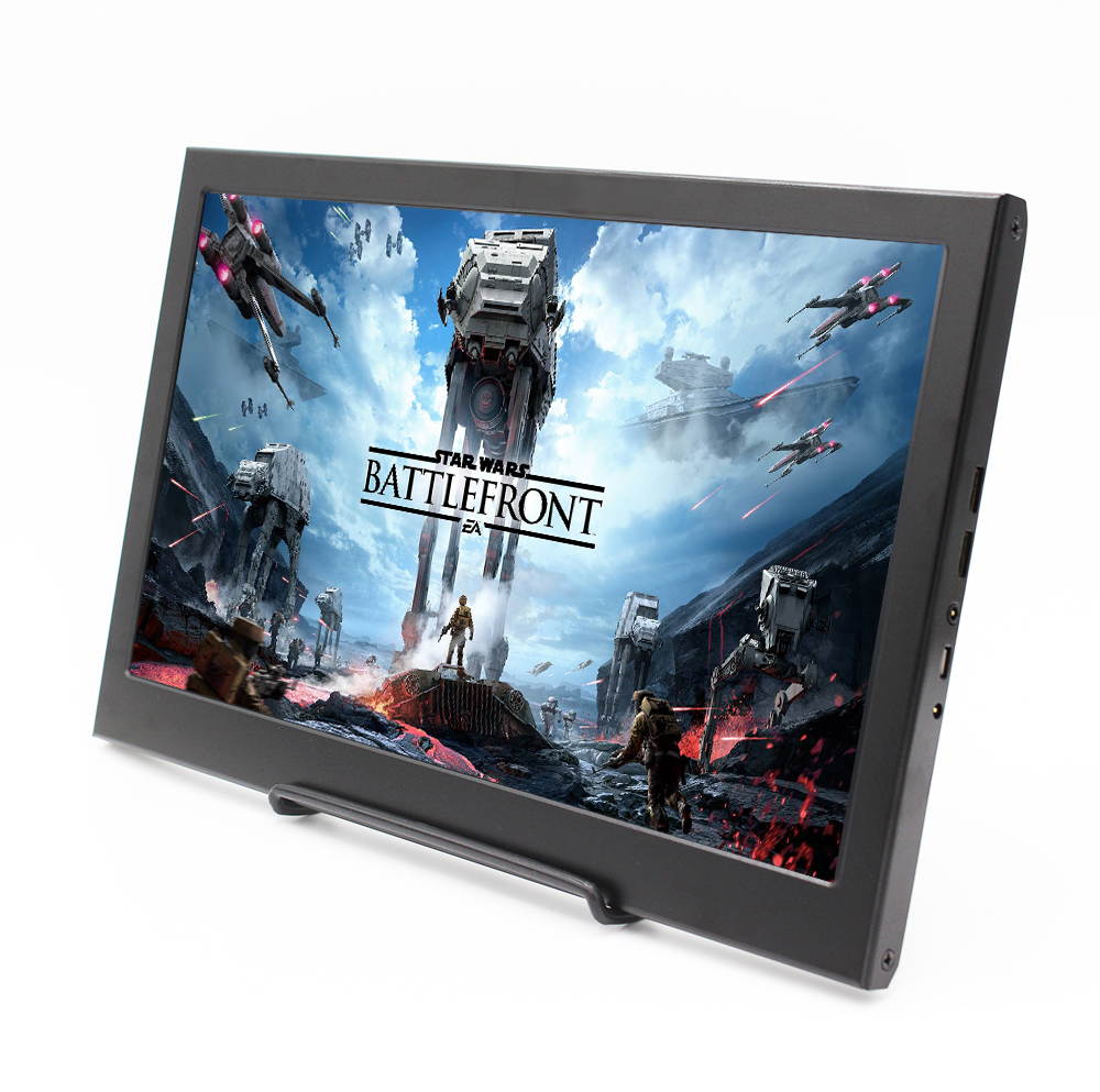 QHD 13.3 inch 2560x1440 60HZ Portable Monitor with Dual Mini HDMI Ports, 5V/2A USB / DC Powered,  3.5mm Headphone and Dual Built-in Speaker, Aluminum Alloy Body, Sharp / AUO LCD Screen.