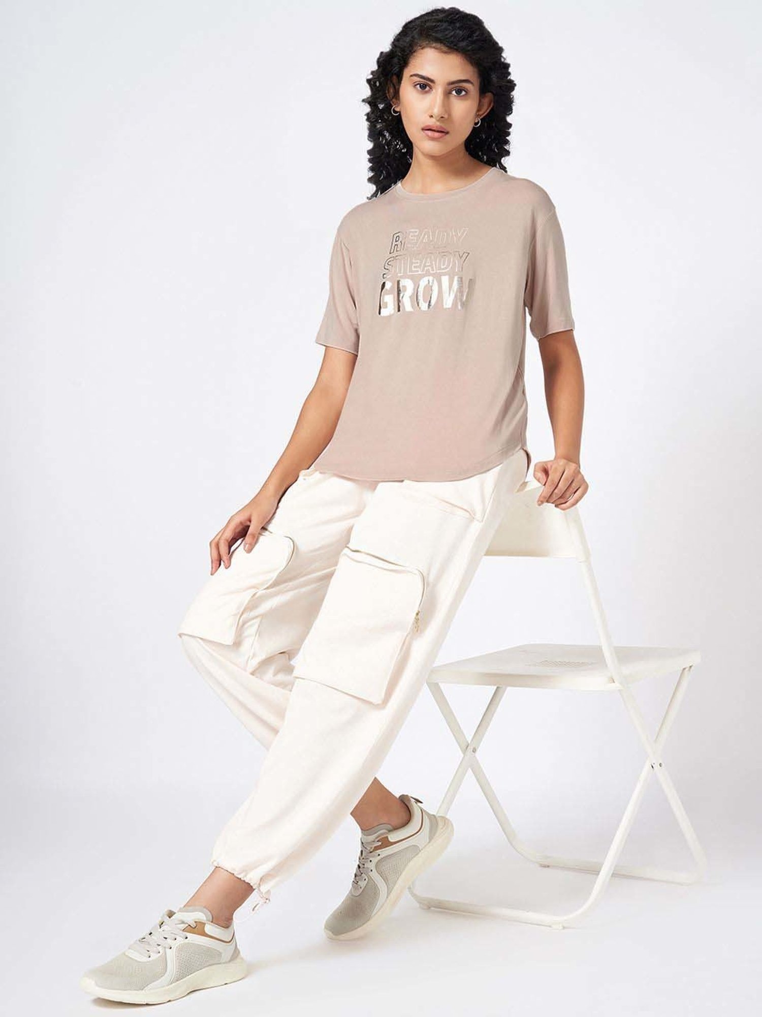 Ajile by Pantaloons Beige Printed T-Shirt