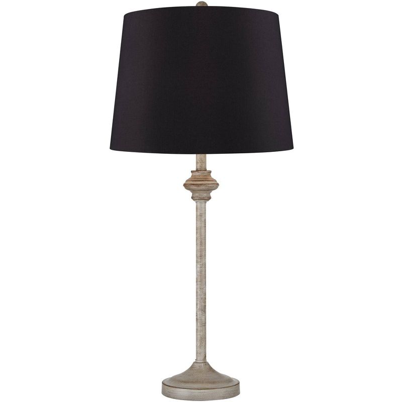 360 Lighting Lynn Beige Wood Buffet Black Shade Table Lamps Set of 2