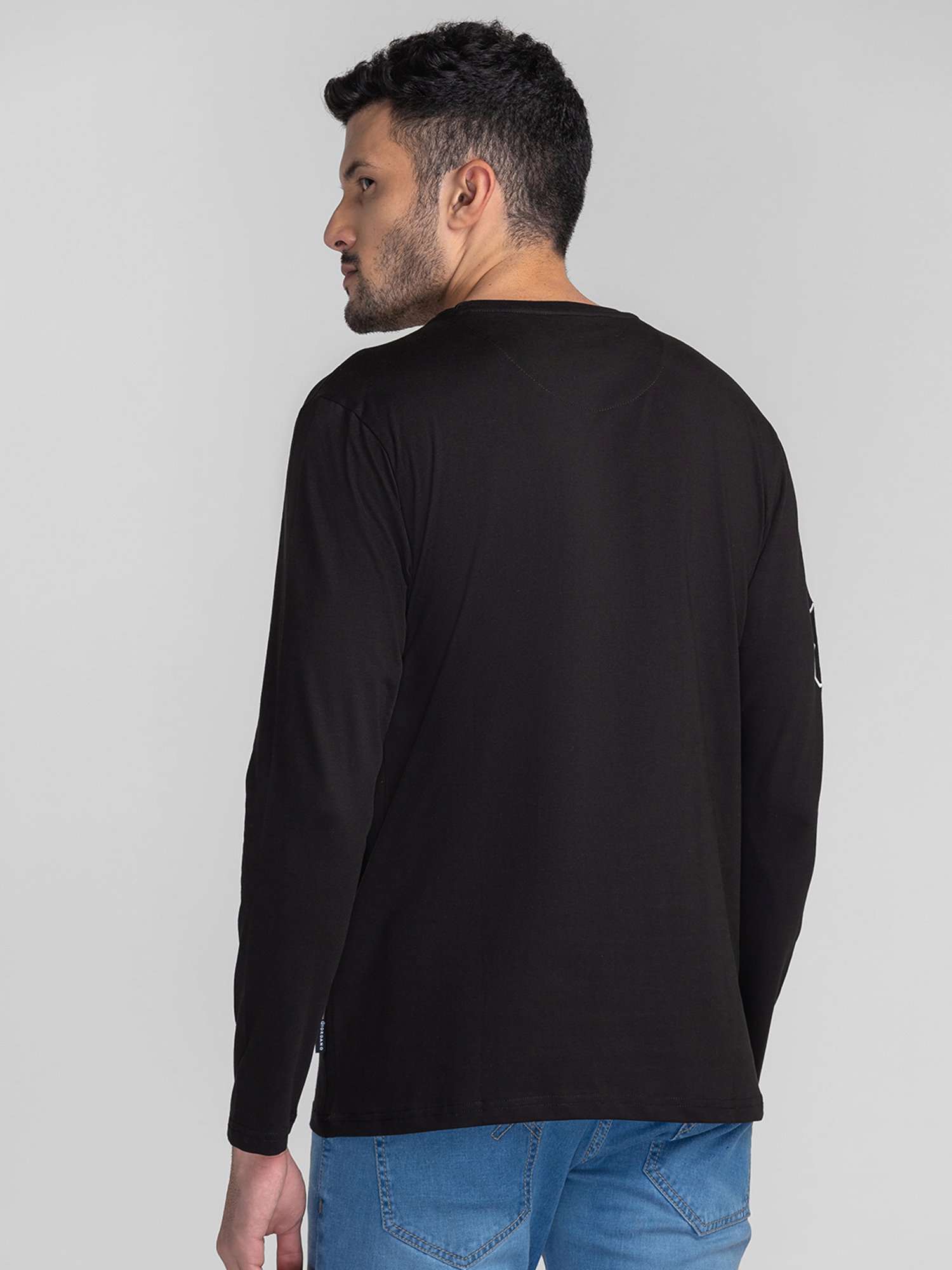 Giordano Black Slim Fit Logo Print Crew T-Shirt