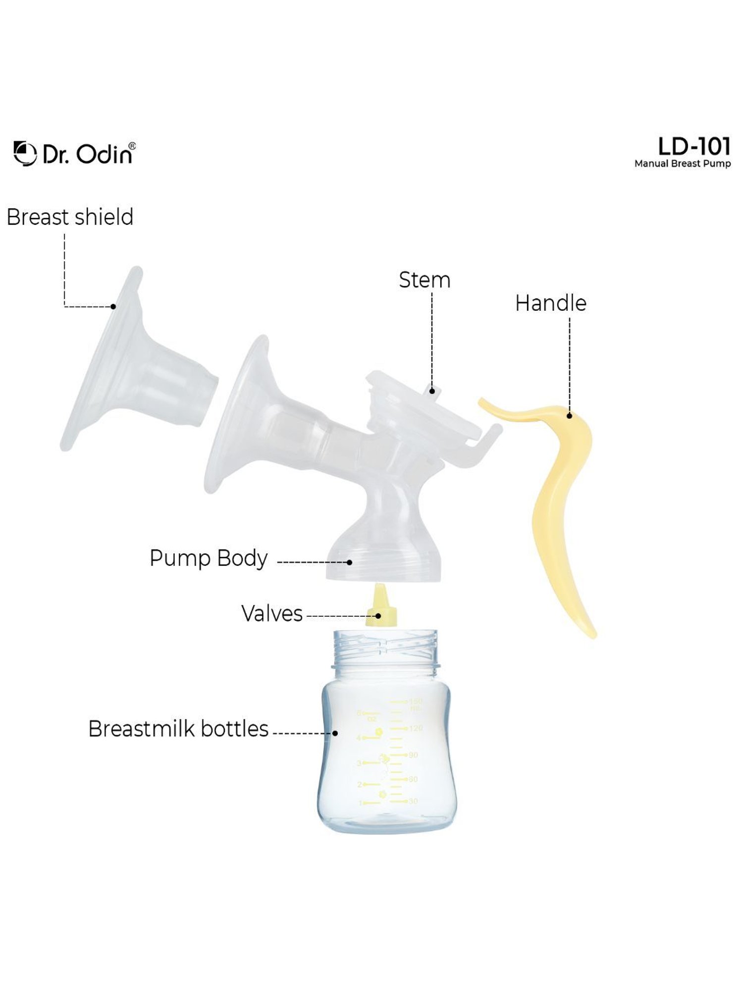 Dr. Odin Manual Breast Pump 150 ml (Yellow)
